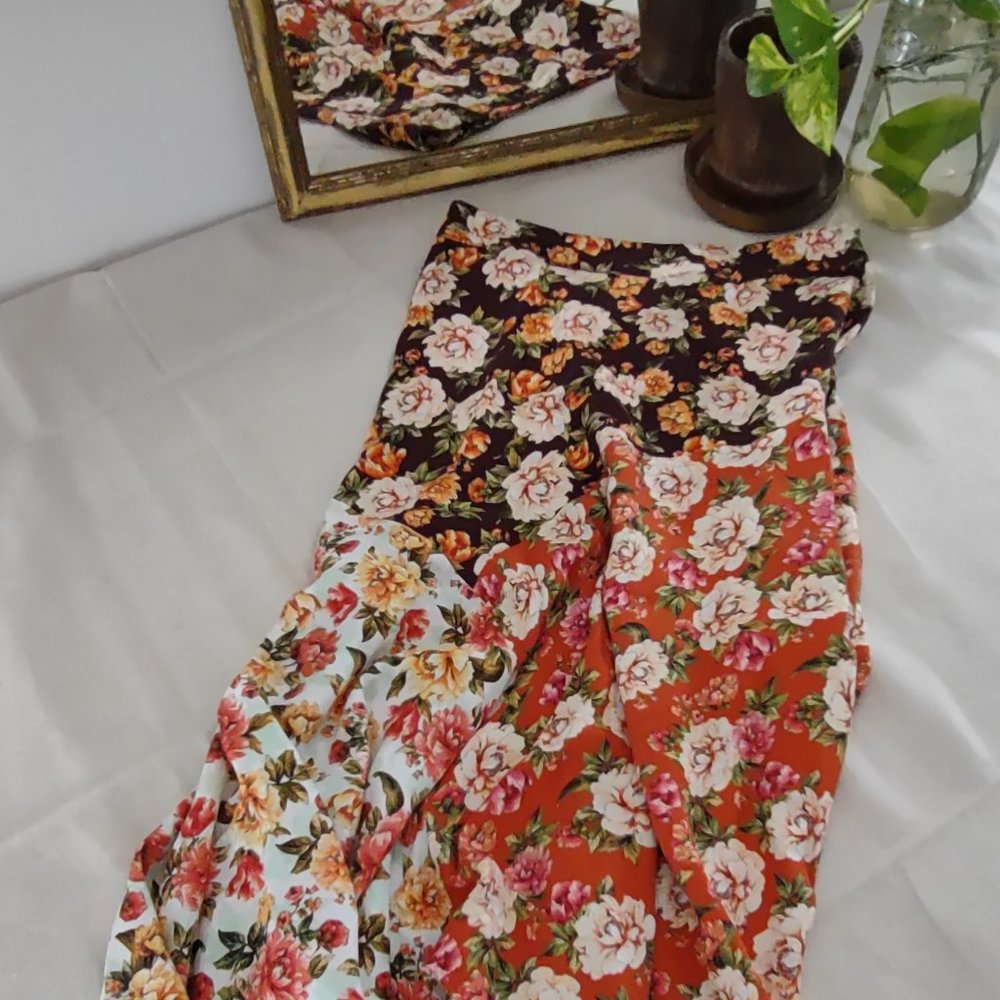 Farm Rio Patchwork Floral Printed Midi Skirt for Anthropologie Sz. Small